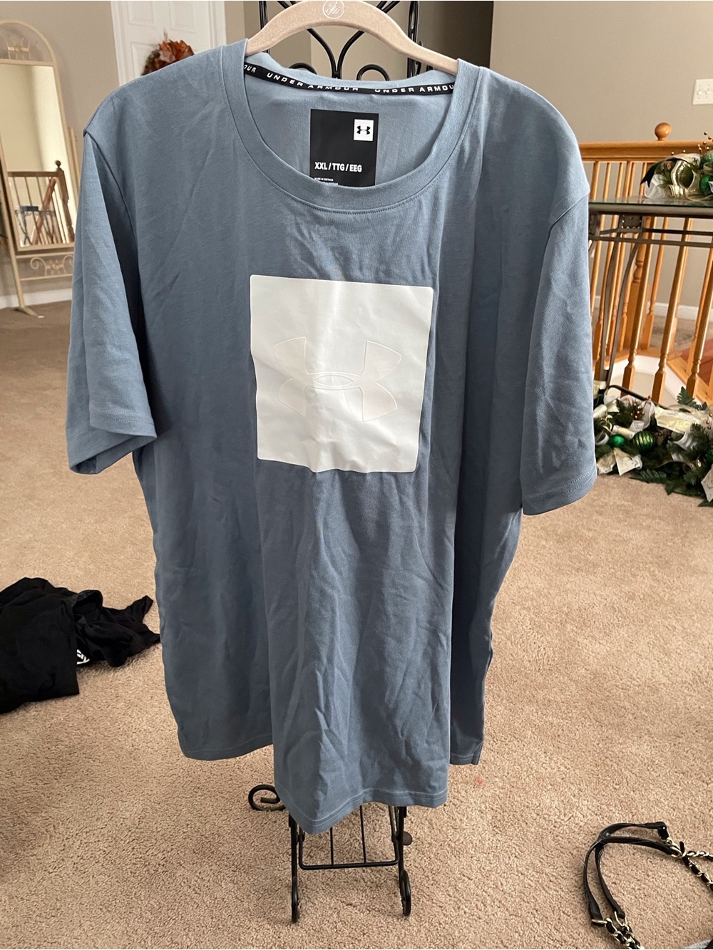 Under Armour Men's Slate Blue Short-Sleeve Tee with White Logo Square